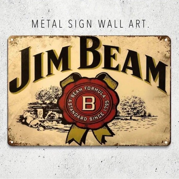 🥃 Vintage Jim Beam Metal Sign – 8x12 Wall Art – Bar Decor – Rustic Tin Sign - Picture 5 of 5